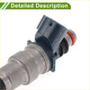 Fuel injector 2.4l for toyota tacoma 1995-2000 black plastic and metallic with red o-ring front view