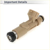 Tan plastic fuel injector with black rubber seals and metallic threaded end for toyota 4runner 2.7l 1999-2000