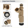 Fuel injector for toyota 4runner 2.7l tan plastic with black o-ring and metallic parts shown from the back side