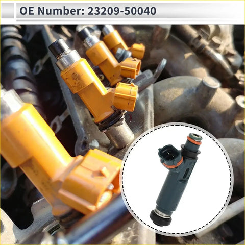 Close-up of yellow fuel injector with black and silver metal parts for toyota land cruiser 4.7 1998-2005 engine bay