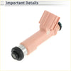 Fuel injector for toyota prius c 1.5 with pink plastic body and black silver metallic parts shown from the back side