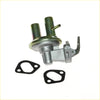 Silver metallic fuel pump with two ports and lever arm with black rubber gaskets for nissan datsun bluebird u13 sedan