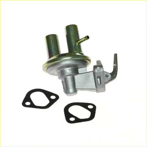 Silver metallic fuel pump assembly with two ports and lever arm plus black gaskets for 1.3l 1.5l nissan sentra sunny pulsar
