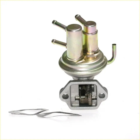 Silver metallic fuel pump with cylindrical body and threaded ports for mitsubishi delica star wagon l300 2.0l engine