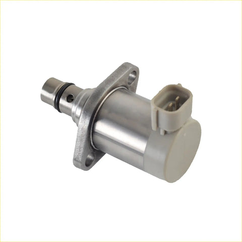 Silver metallic fuel pump pressure regulator suction valve with beige plastic connector and mounting flange