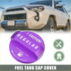 Purple aluminum fuel tank cap cover with regular markings for toyota 4wd ute and offroad models