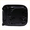 Black plastic fuel tank cover with molded contours and mounting holes for toyota hilux gas door fuel lid cover back side