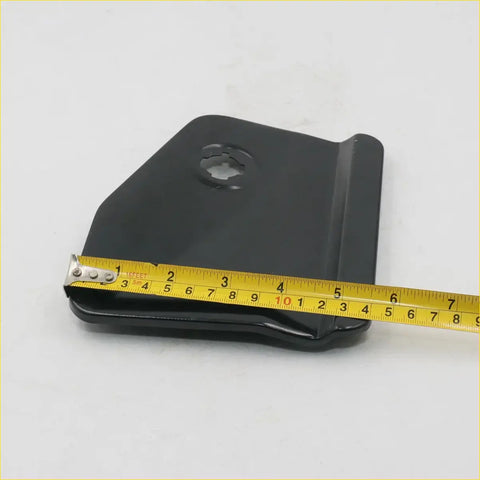 Black plastic car seat belt anchor plate with central hole and molded edges for nissan navara hustler gas fuel cover lid
