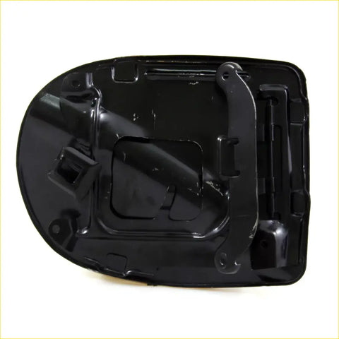 Black plastic gas fuel cover lid with molded contours and latch for Nissan Navara King Cab D40 2007-2014 back side