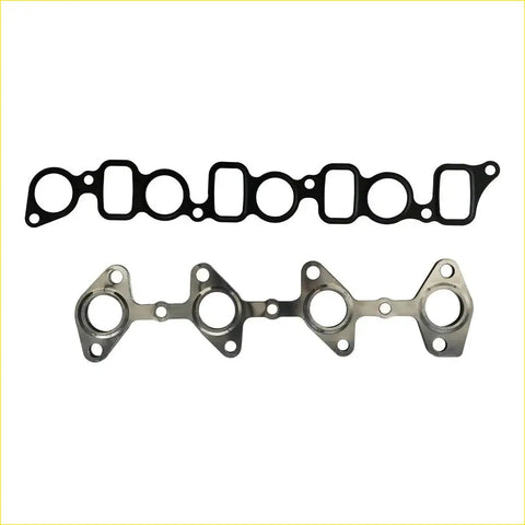 Black rubber gasket set with metallic mounting plate for intake and exhaust manifold toyota hilux and hiace