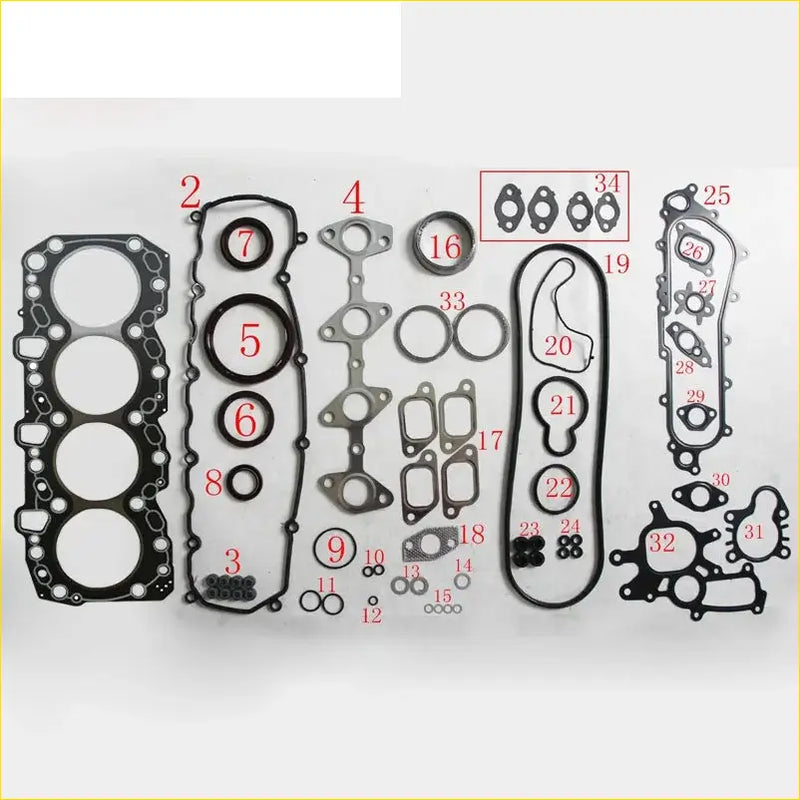 Black rubber gasket set made for toyota hilux 1kz 1kzte engine components full set