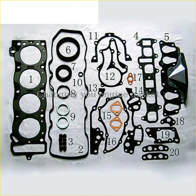 Black rubber gasket set with copper metal rings and various seals for toyota mark 2 corona camry 2.0 engine assembly
