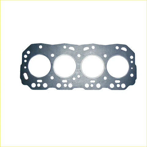 Metallic gray cylinder head gasket with four circular openings and textured surface for toyota forklift 2j engine