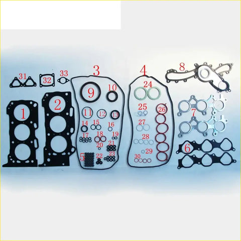 Black rubber gasket set with numbered parts for engine assembly metal full set for lexus gs is c 3grfe 5grfe