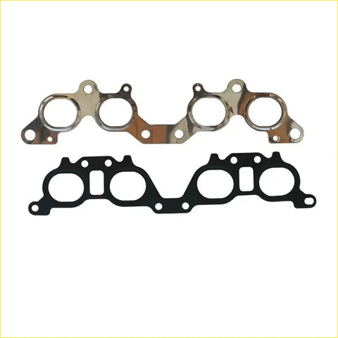 Two automotive exhaust manifold gaskets for toyota rav4 with shiny metallic and black rubber finish