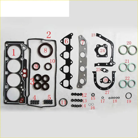 Black rubber gasket set with metallic and black seals and rings for 4AFE toyota avensis corolla 1.6l 16v dohc full kit