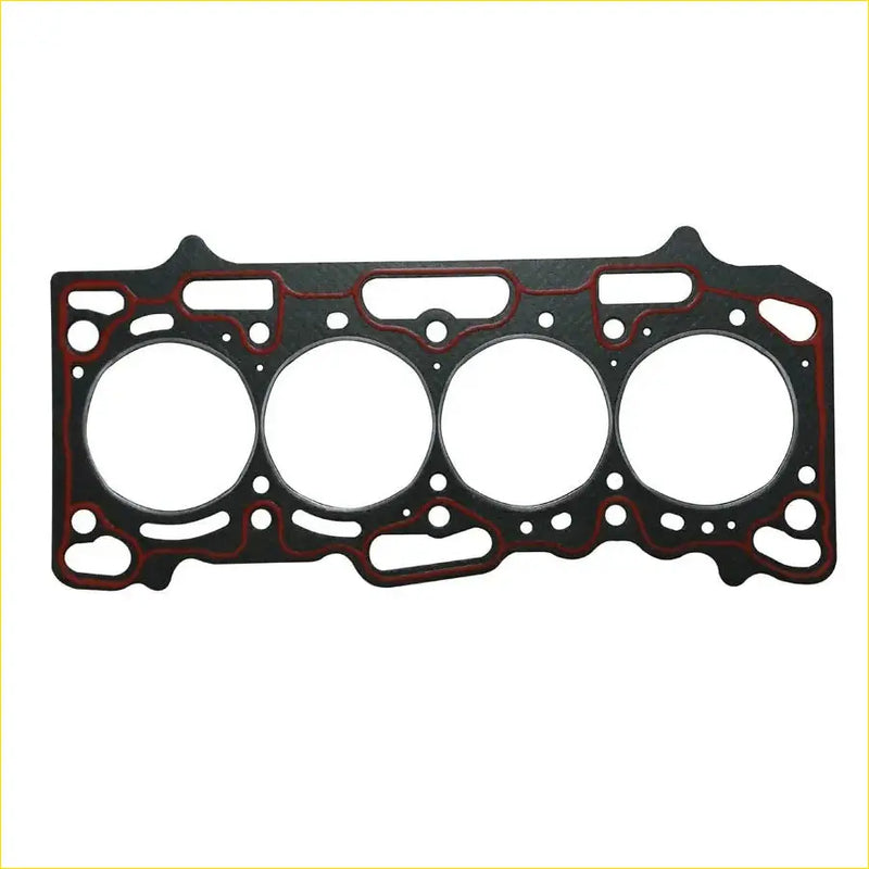 Black gasket pro 4g18 cylinder head gasket with red sealing lines and four circular openings for mitsubishi lancer