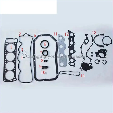 Black rubber engine gasket set with metallic parts for mitsubishi montero sigma and mazda b-serie use