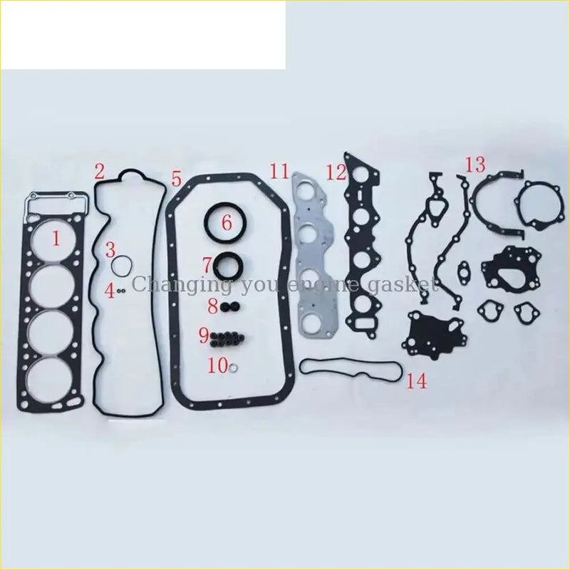 Black rubber engine gasket set with metallic parts for mitsubishi montero sigma and mazda b-serie use
