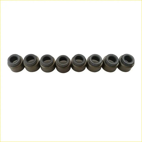 Set of eight black metallic valve stem oil seals with matte finish for gasket pro 4m40 mitsubishi pajero sport