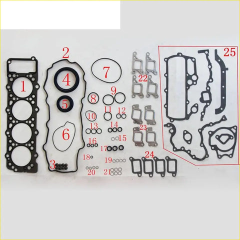 Black rubber gasket set with various shapes including head gasket valve cover gaskets for mitsubishi pajero canter