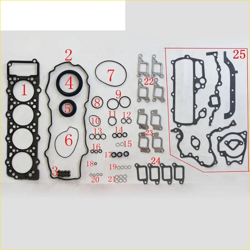 Black rubber gasket set with various shapes including head gasket valve cover gaskets for mitsubishi pajero canter