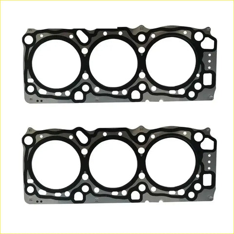Black rubber gasket set with three circular openings for mitsubishi l 200 and galant vi 3.0 cylinder heads