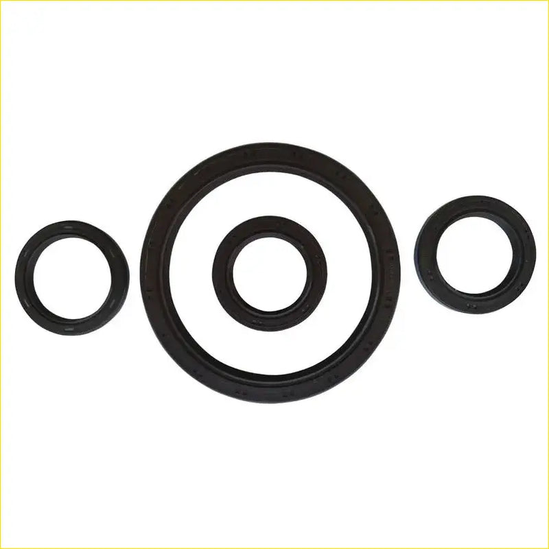 Set of three black rubber crankshaft oil seals with smooth texture for gasket pro 6g75 mitsubishi pajero iii 4wd