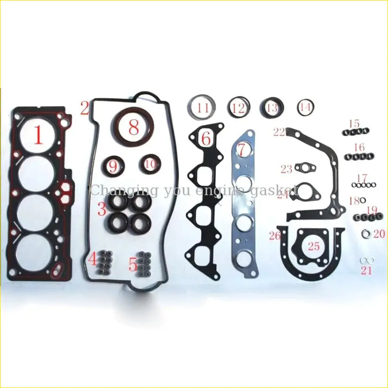 Black rubber and metal full gasket set for toyota vios axp41l 8afe dohc engine with circular seals and plates