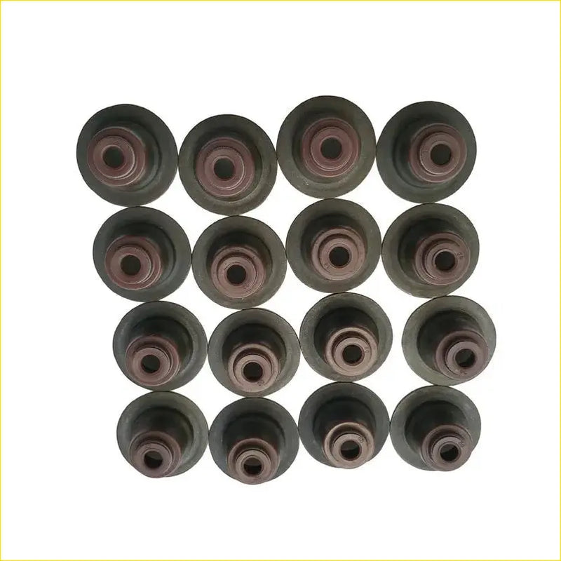 Black rubber valve stem oil seals with reddish brown inner ring 16pcs set for daewoo nexia aranos espero 16v dohc