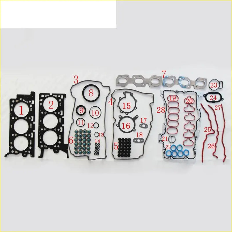 Black rubber gasket set with metallic parts and red blue sealing rings for mazda tribute or ford escape maverick 3.0 v6