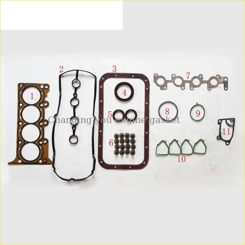 Set of black rubber and metallic engine gaskets and seals for gasket pro b12 cylinder head repair in chevrolet lova aveo spark sail dohc 1.2 16v