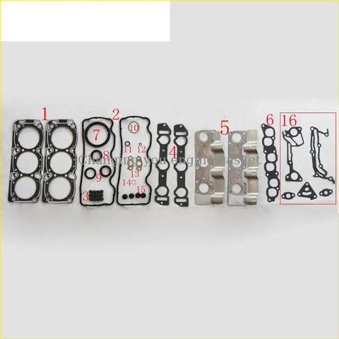 Set of black rubber and metallic engine gaskets with various shapes and numbers for chrysler voyager ii le daytona 3.0