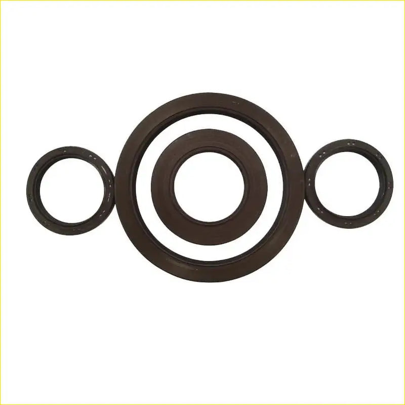 Set of three black rubber gaskets with smooth textured surface for citroen berlingo c3 peugeot 307 crankshaft oil seal