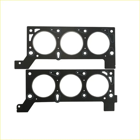 Black engine head gasket with three circular openings and mounting cutouts for chrysler voyager 3.3 engine fitment