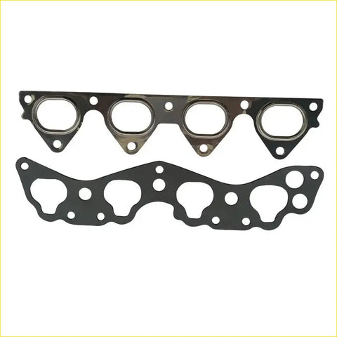 Black rubber gasket set with four openings and mounting holes for honda civic ek3 intake exhaust manifold use
