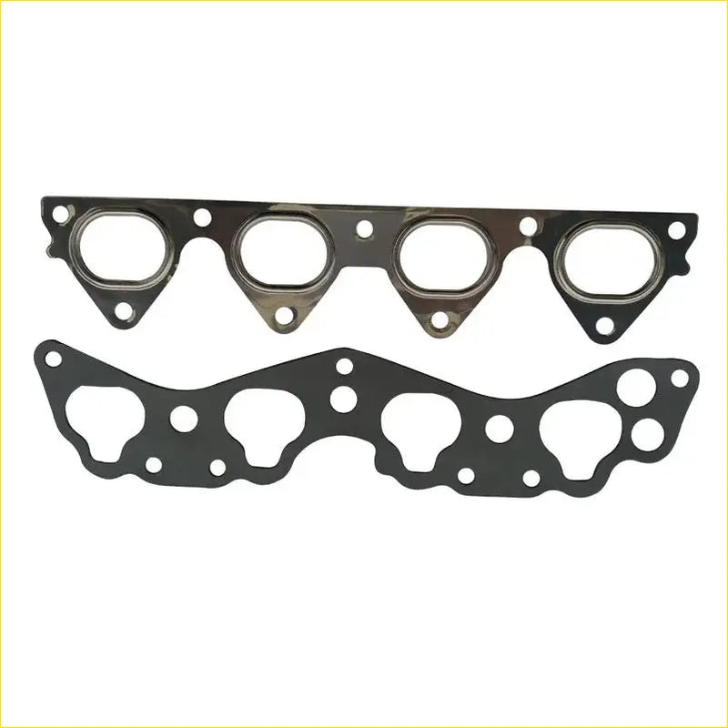 Black rubber gasket set with four openings and mounting holes for honda civic ek3 intake exhaust manifold use