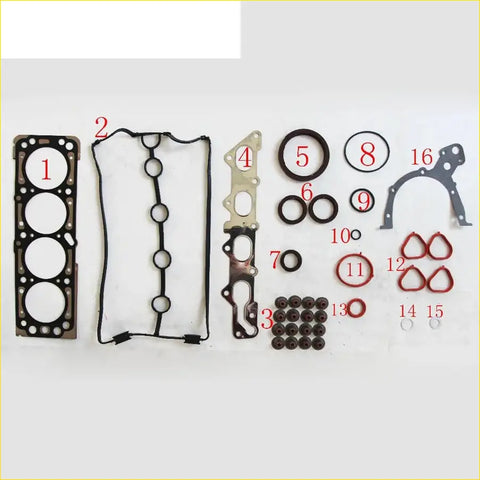 Black rubber gasket set with metal parts and red seals for gasket pro daewoo nubira chevrolet aveo optra 1.6 l91 f16d3 metal