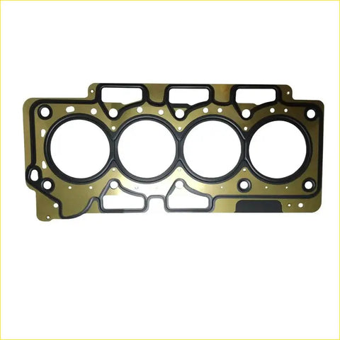 Gold-colored metal cylinder head gasket with black rubber seals and cutouts for chery a3 a5 tiggo 3 eastar sqr481f 481h