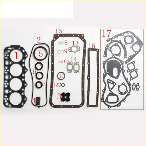 Black rubber gasket set with various shapes for engine repair by gasket pro for daihatsu rocky 2.8l models