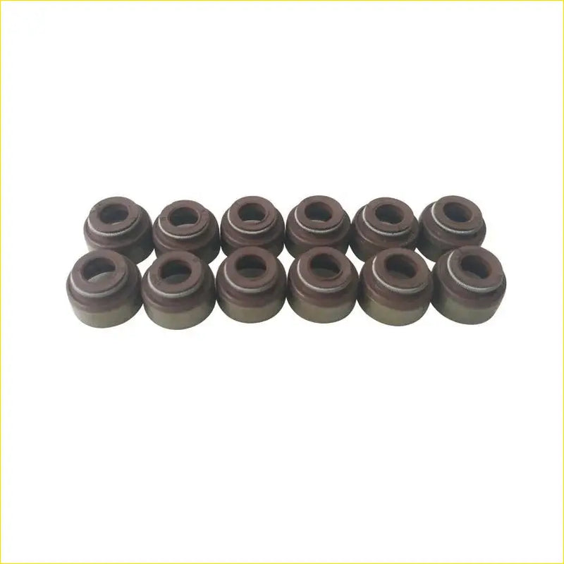 Ten dark brown cylindrical valve stem oil seals for ford asia ozeania endeavour mazda wl wlt arranged in two rows