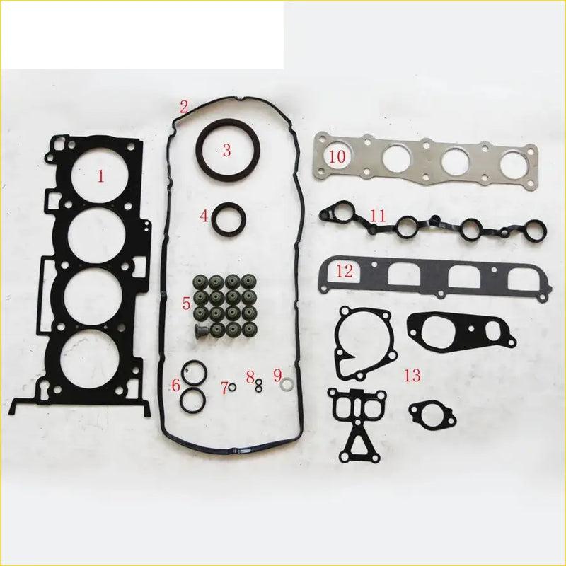 Black rubber gasket set with various shaped seals and metal parts for hyundai sonata v 2.4 16v g4kc engine head
