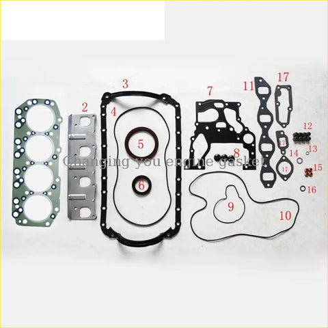Black rubber engine gasket set with metal parts and numbered pieces for isuzu trooper elf pickup 4ja1 4jb1 4jb1t engine