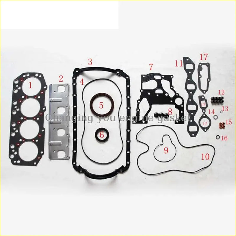 Black rubber engine gasket set with metallic seals for isuzu trooper tfr tfs pickup 4ja1 4jb1 full kit