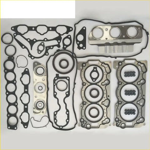 Set of black rubber gaskets with metallic parts for gasket pro mitsubishi outlander ii 3.0 engine full metal set