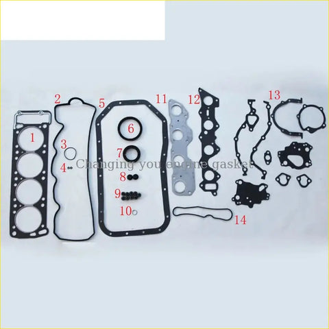 Black rubber gasket set with metallic parts and numbers for mitsubishi pajero starion shogun l200 mazda 4g54 md997037