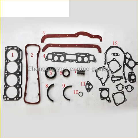 Black and red engine gasket set with various shapes and cutouts for nissan vanette sunny cherry 1.5l 8v a14 a15