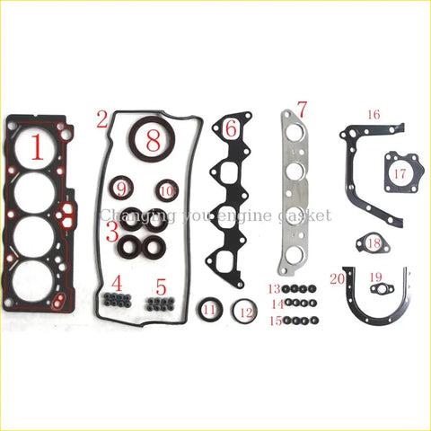 Black rubber gasket set with metallic parts and circular seals for gasket pro toyota ae100 110 at192 al50 5afe 8afe full set
