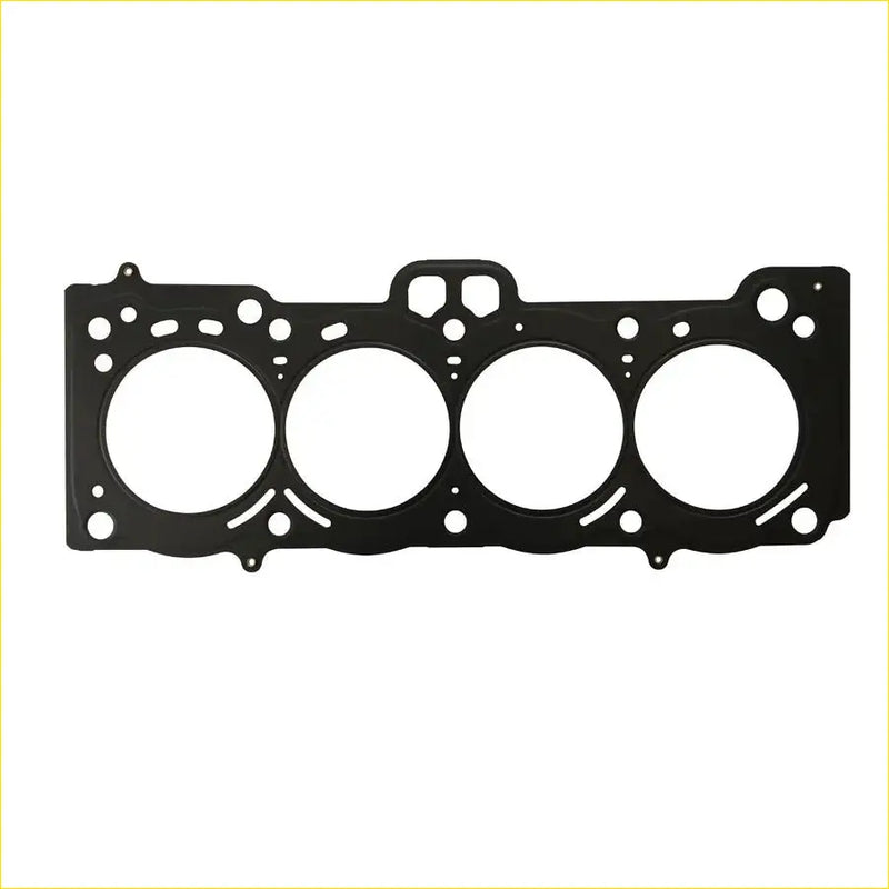 Black metal cylinder head gasket with four circular openings and bolt holes for toyota corolla carina e 16v 18
