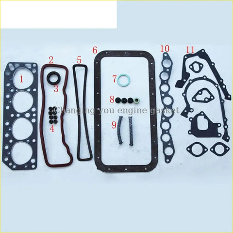Black rubber engine gasket set with seals and metal washers for toyota hilux hiace toyo ace 12r full set